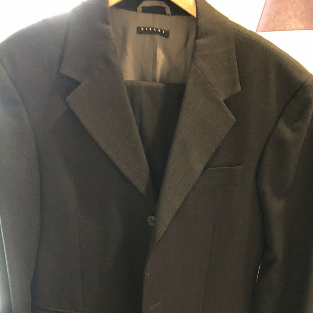 Sisley Italian Black Suit Blazer 48 Pants 52